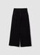 Black wide-leg stretch cotton trousers_2