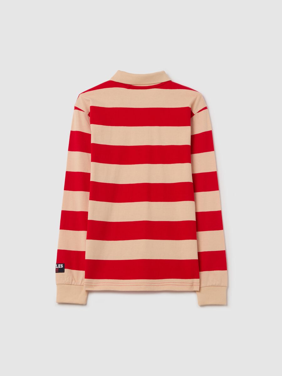Long-sleeved polo shirt with striped pattern and "ATHLS" embroidery_4