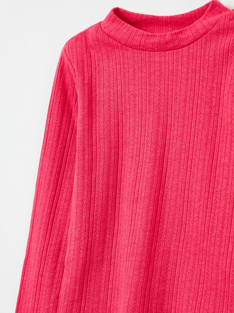 T-shirt in pointelle a collo alto_2