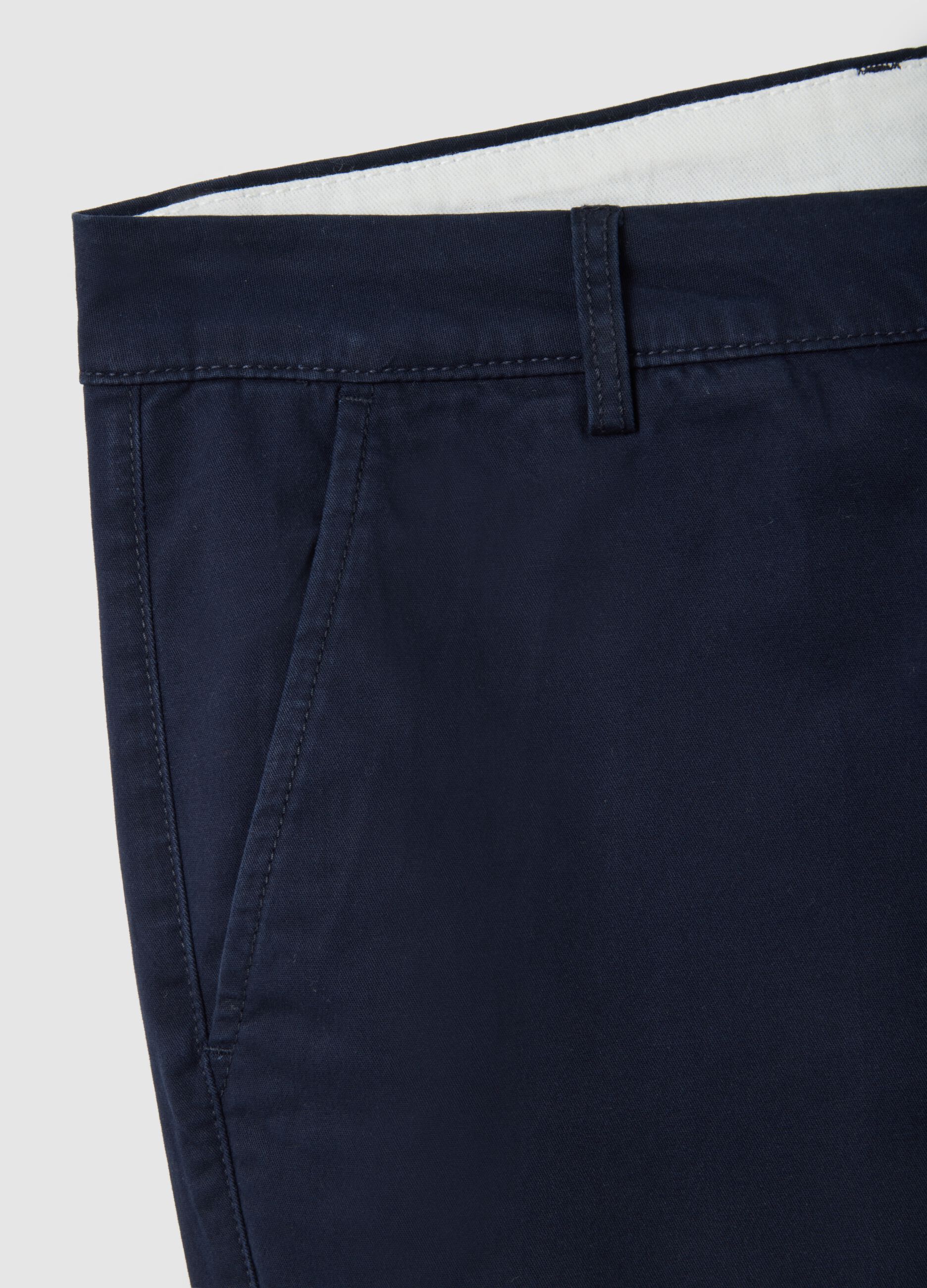 Blue stretch cotton trousers regular fit