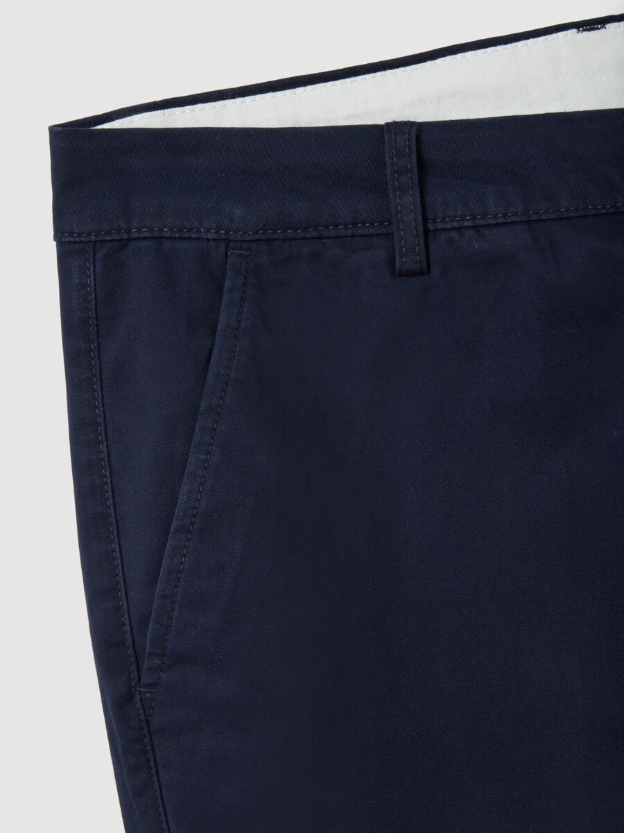 Blue stretch cotton trousers regular fit_1