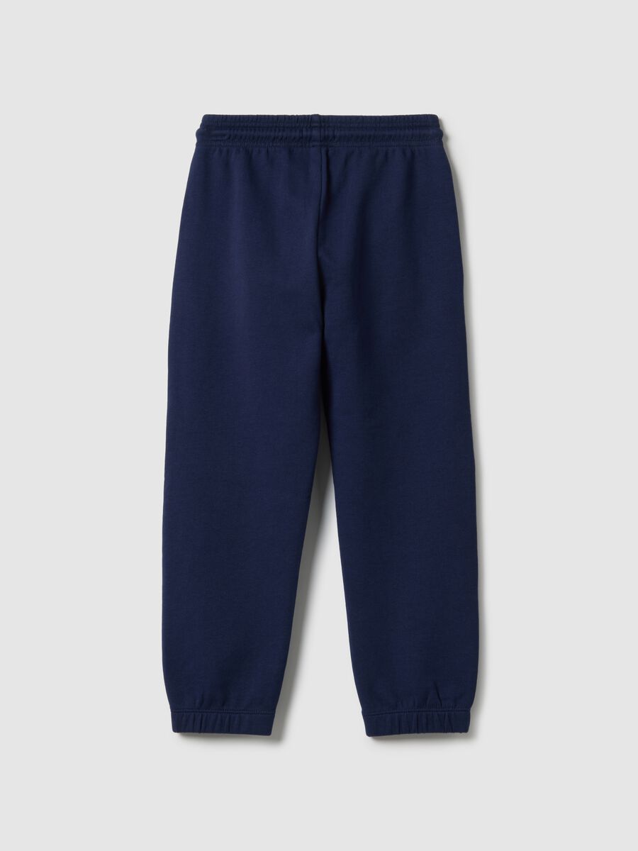 Children's blue jogger trousers in pure cotton with regular fit and logo_1