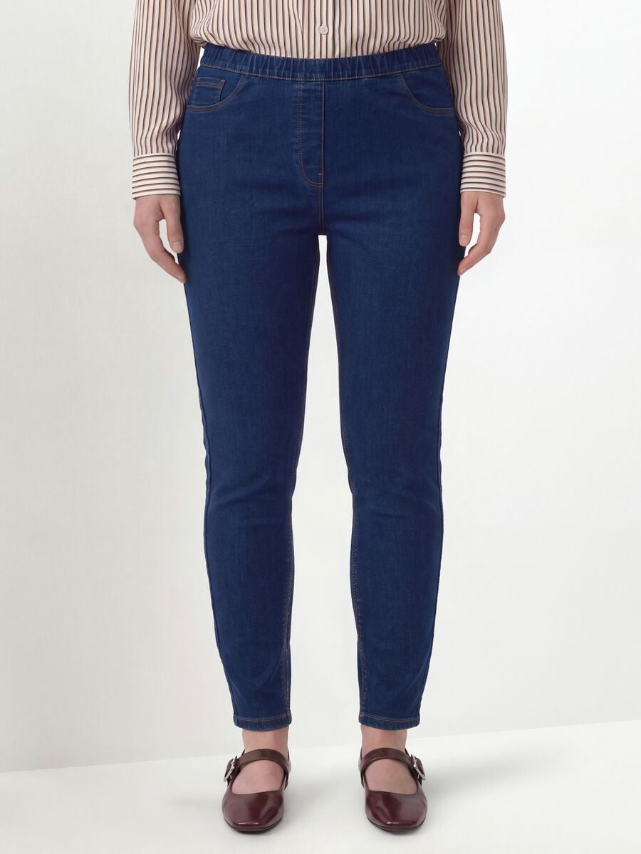 Jeggings blu skinny in cotone e viscosa elasticizzata_1