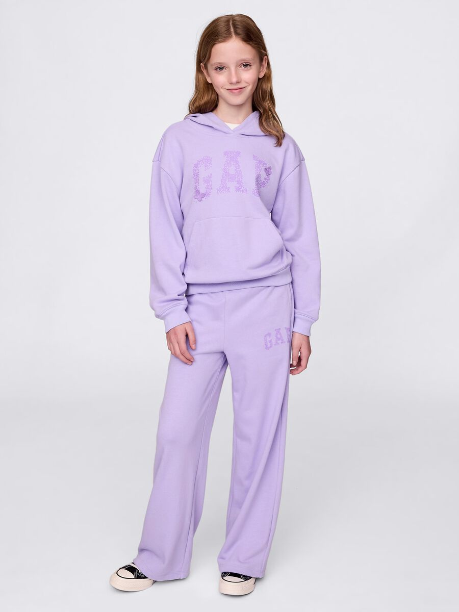 Lilac sweatshirt with hood and logo print_1