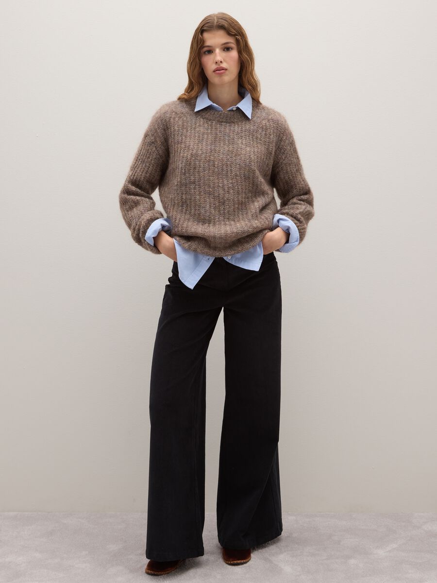 Beige crew neck oversized sweater_2