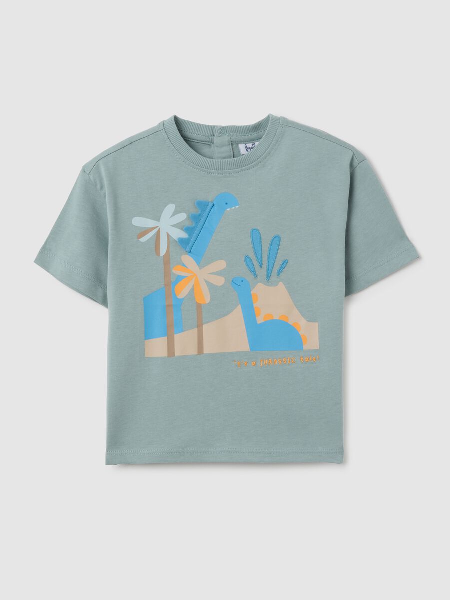 Children's green pure cotton T-shirt, regular fit_0