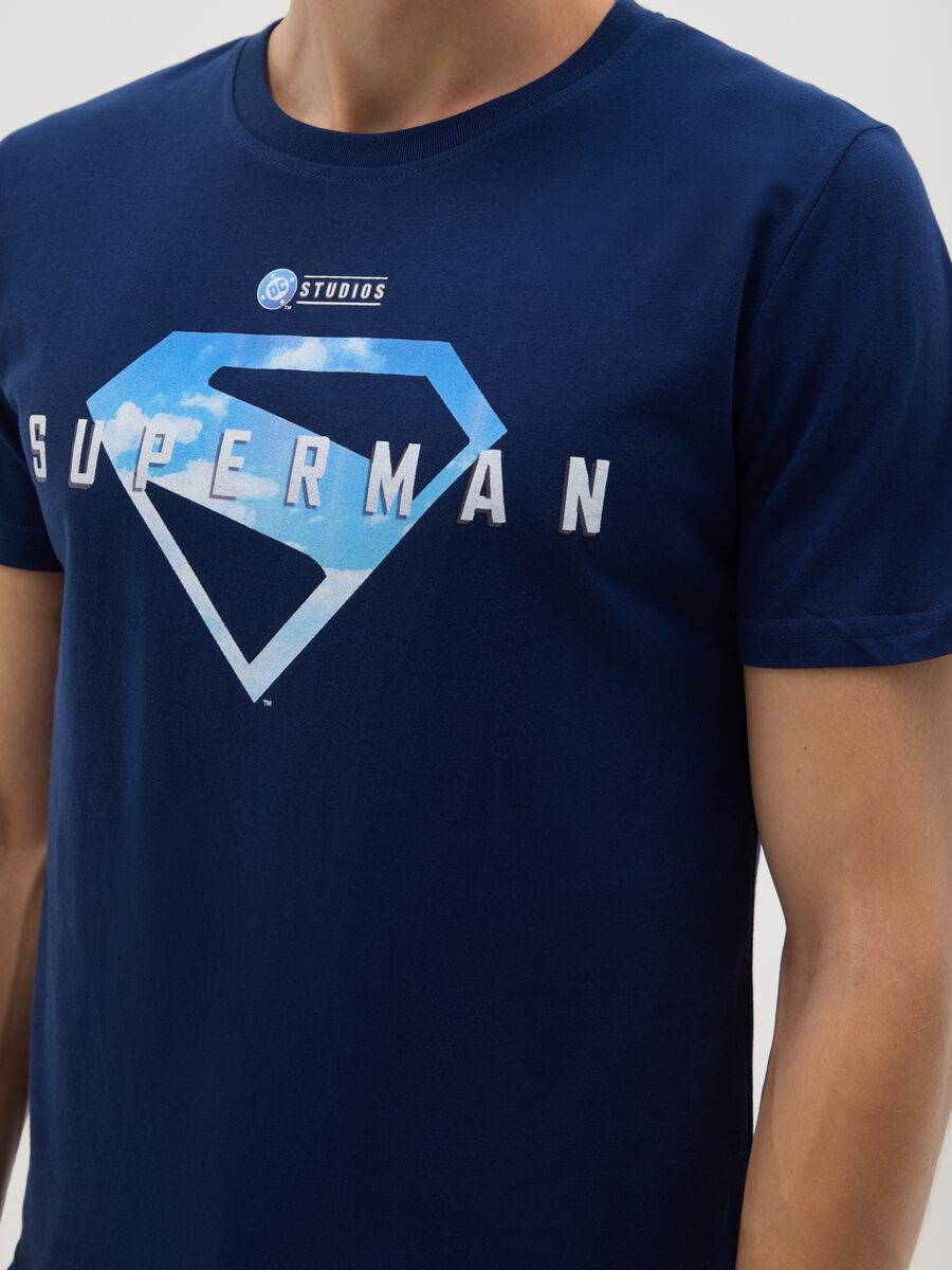 Men's pure cotton blue T-shirt with Superman logo_2