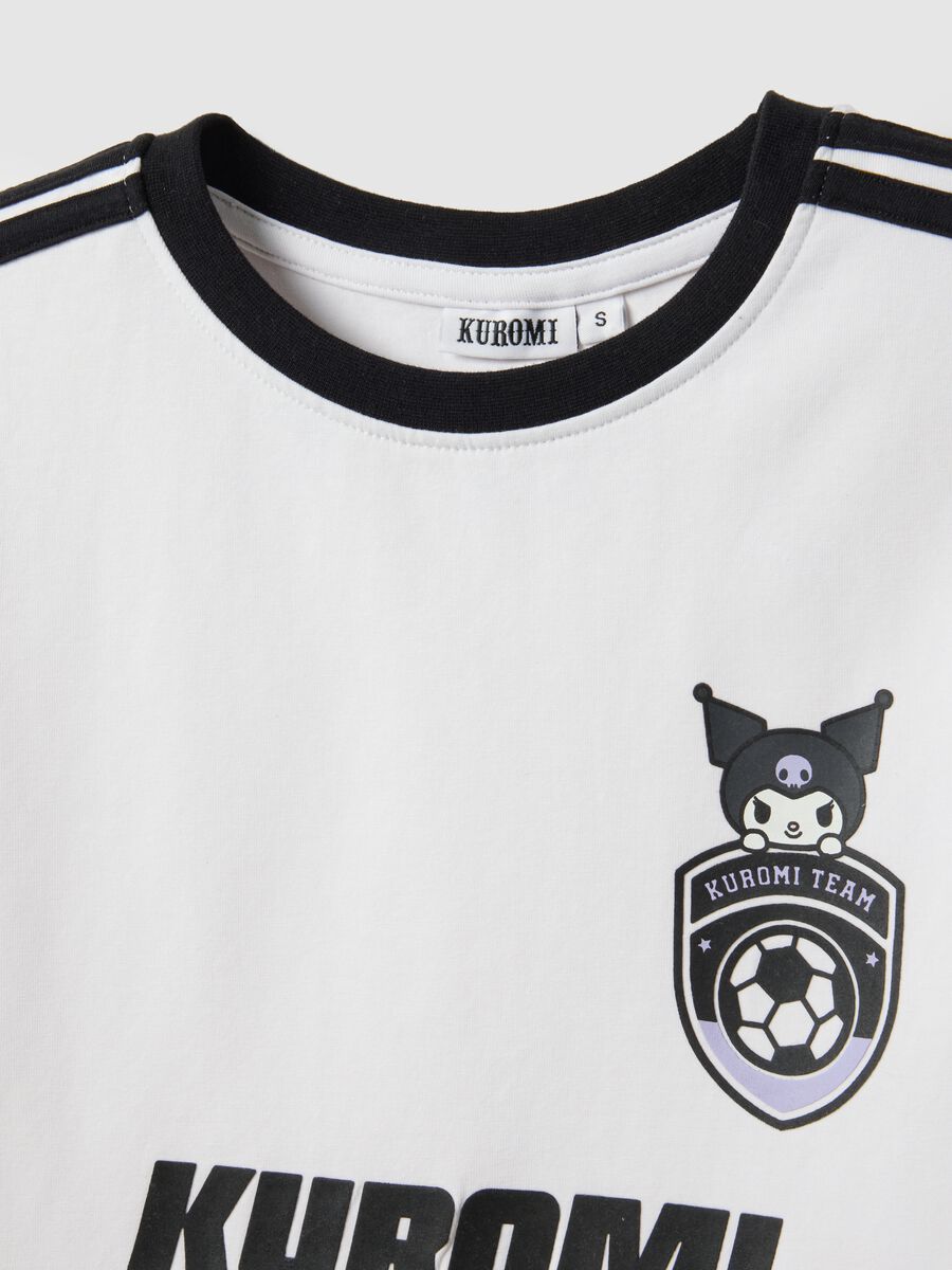 White pure cotton regular fit T-shirt with Kuromi print_5