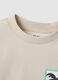 T-shirt in puro cotone beige da bambino regular fit con stampa palma_3