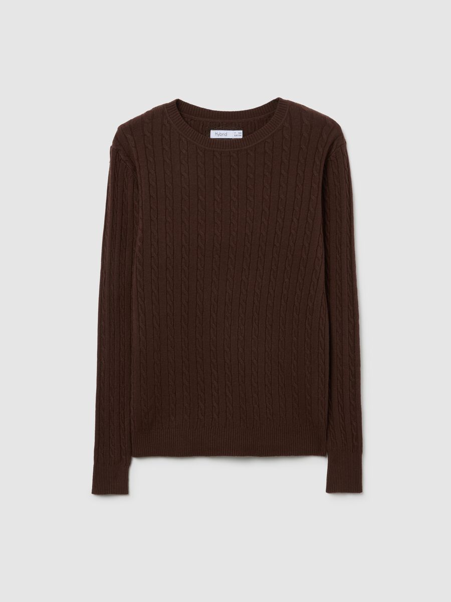 Golf marrone con lavorazione a trecce_4