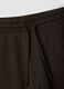 Brown cotton blend regular fit shorts_5