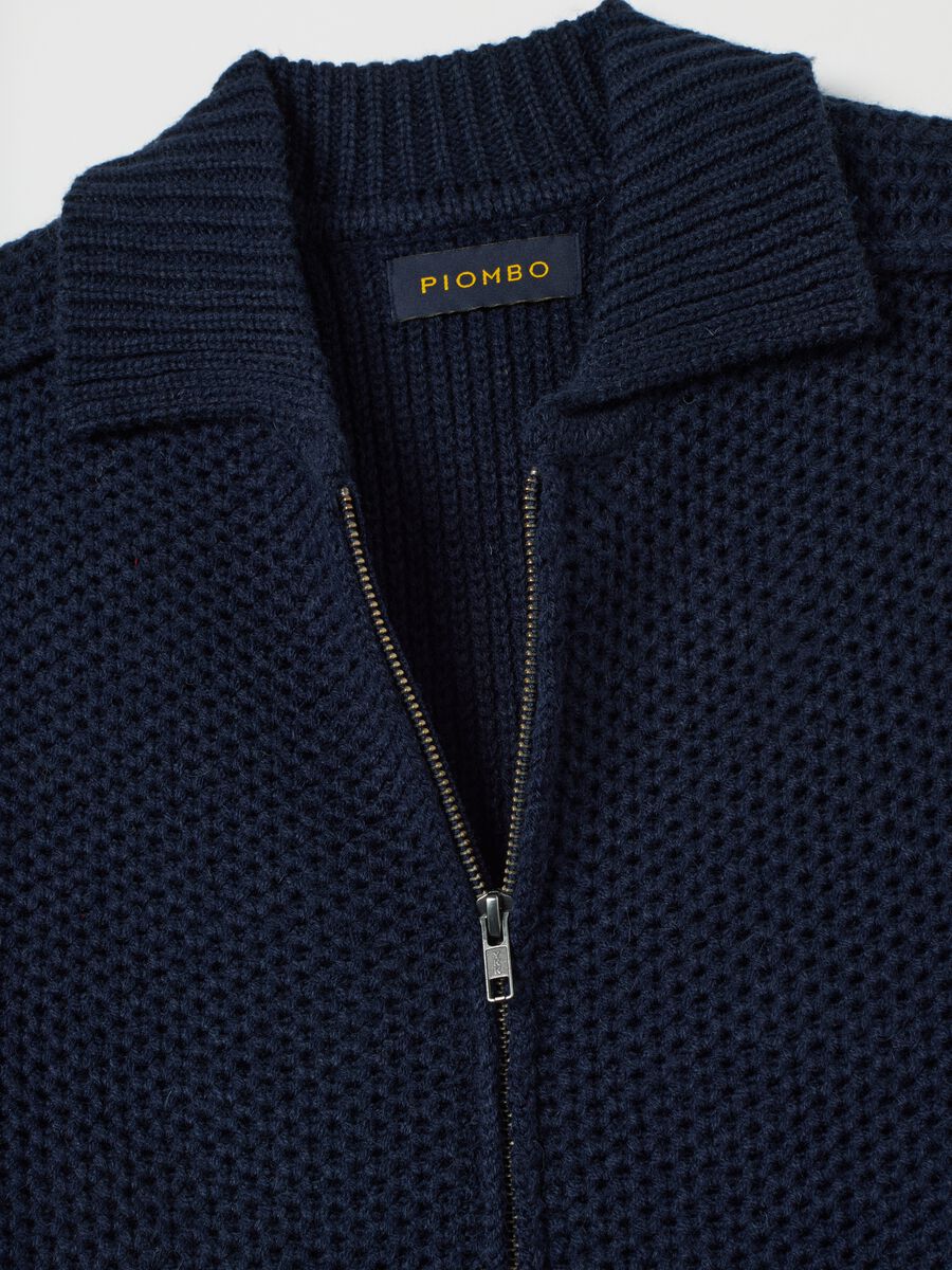Blue regular fit zip cardigan_1