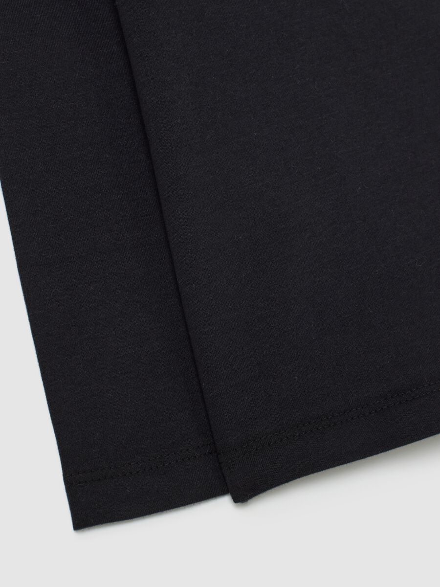 Black regular fit stretch cotton girls' t-shirt_3
