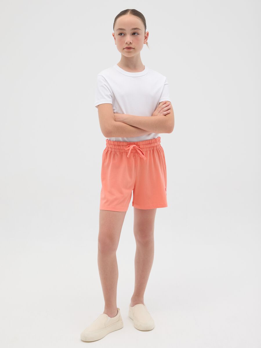 Short da ragazze in puro cotone arancione regular fit_0