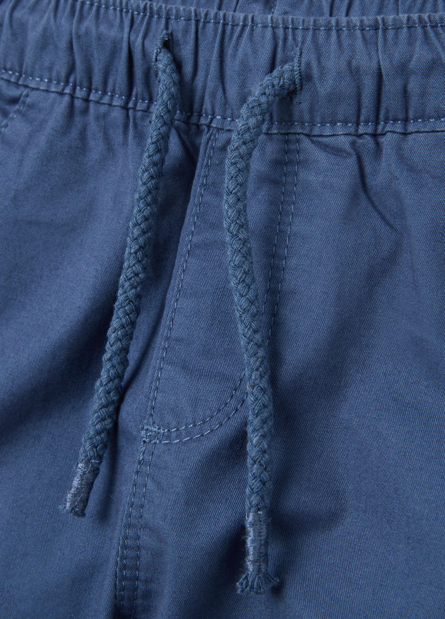 Boys' blue regular fit pure cotton shorts with elasticated waist