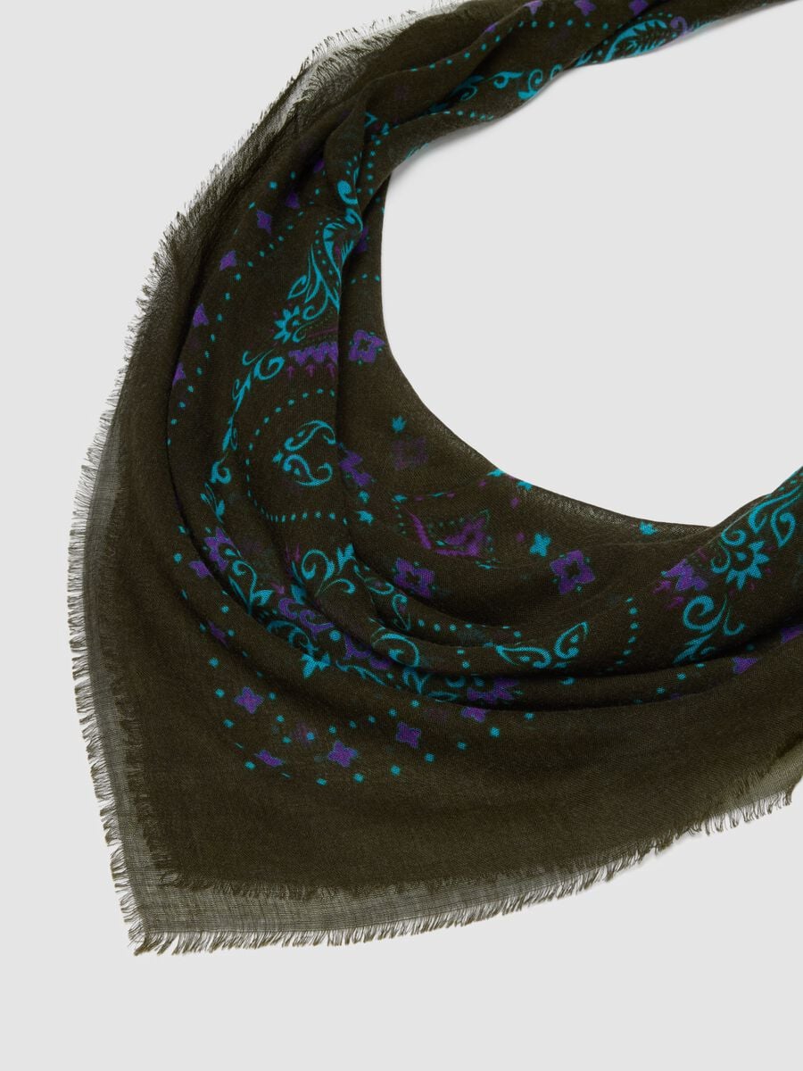 Green wool-blend paisley print scarf_2