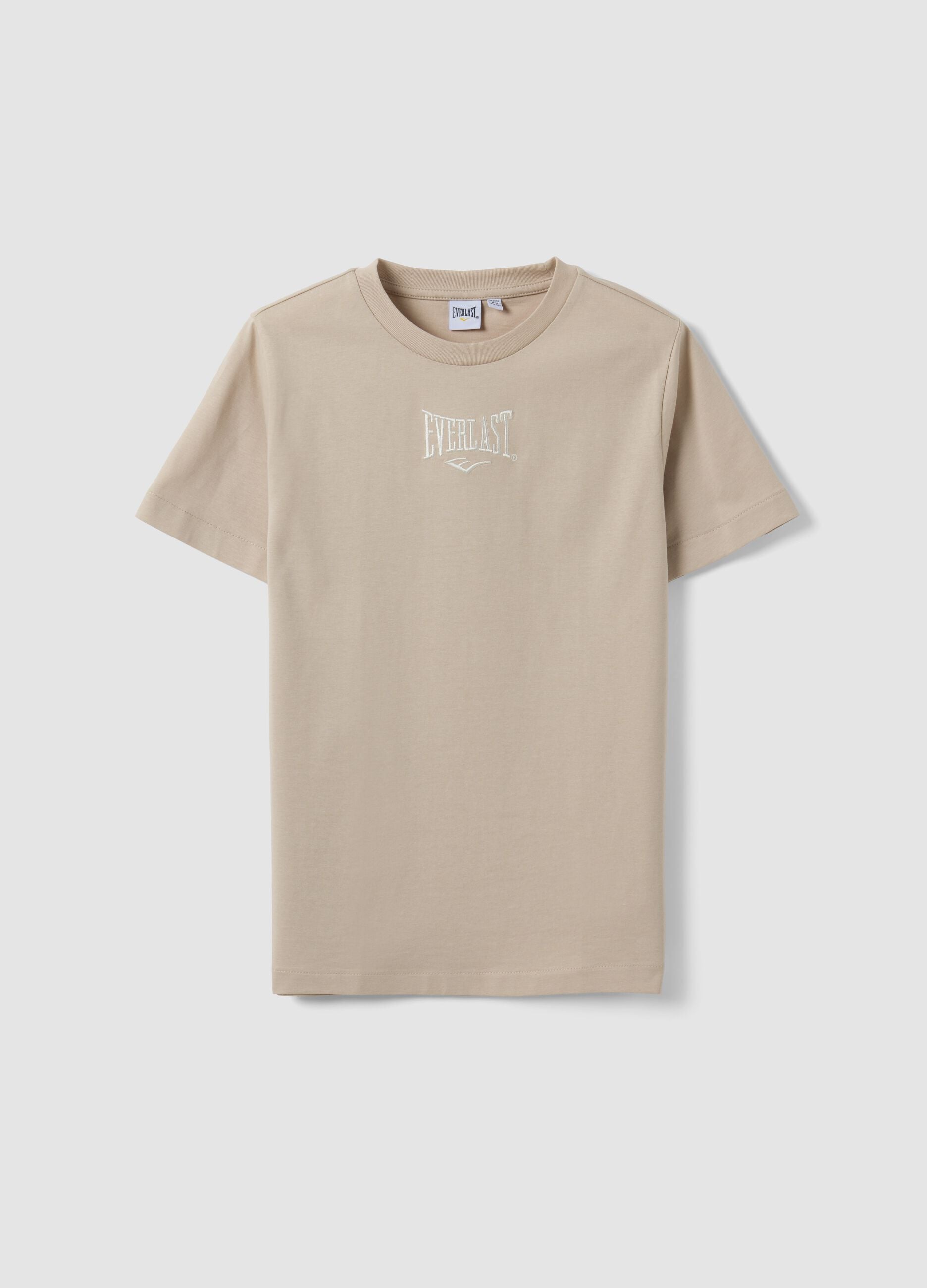 T-shirt beige in puro cotone con stampa regular fit per ragazza