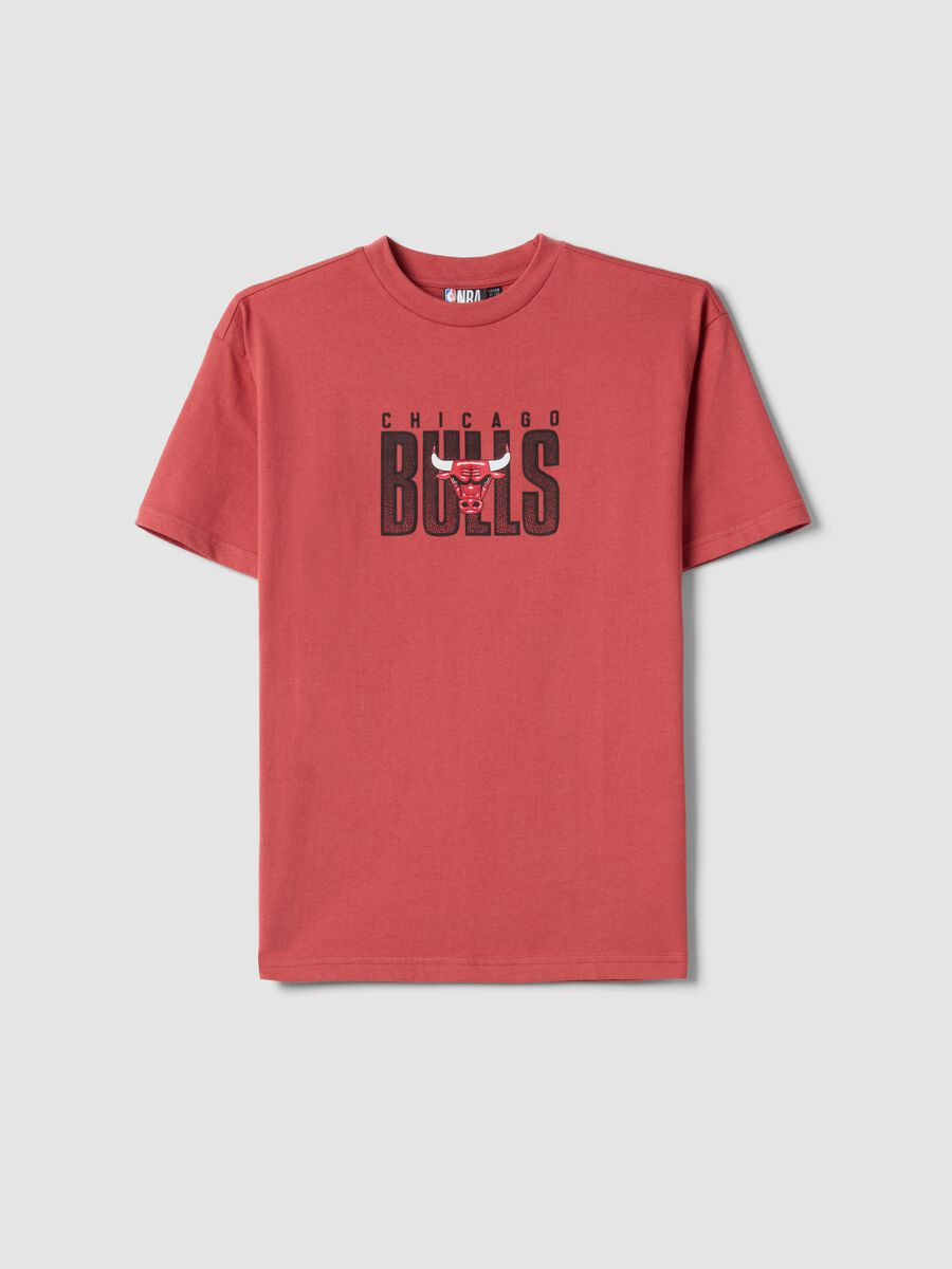 Kids' Red Pure Cotton Oversize Fit Chicago Bulls T-shirt_0