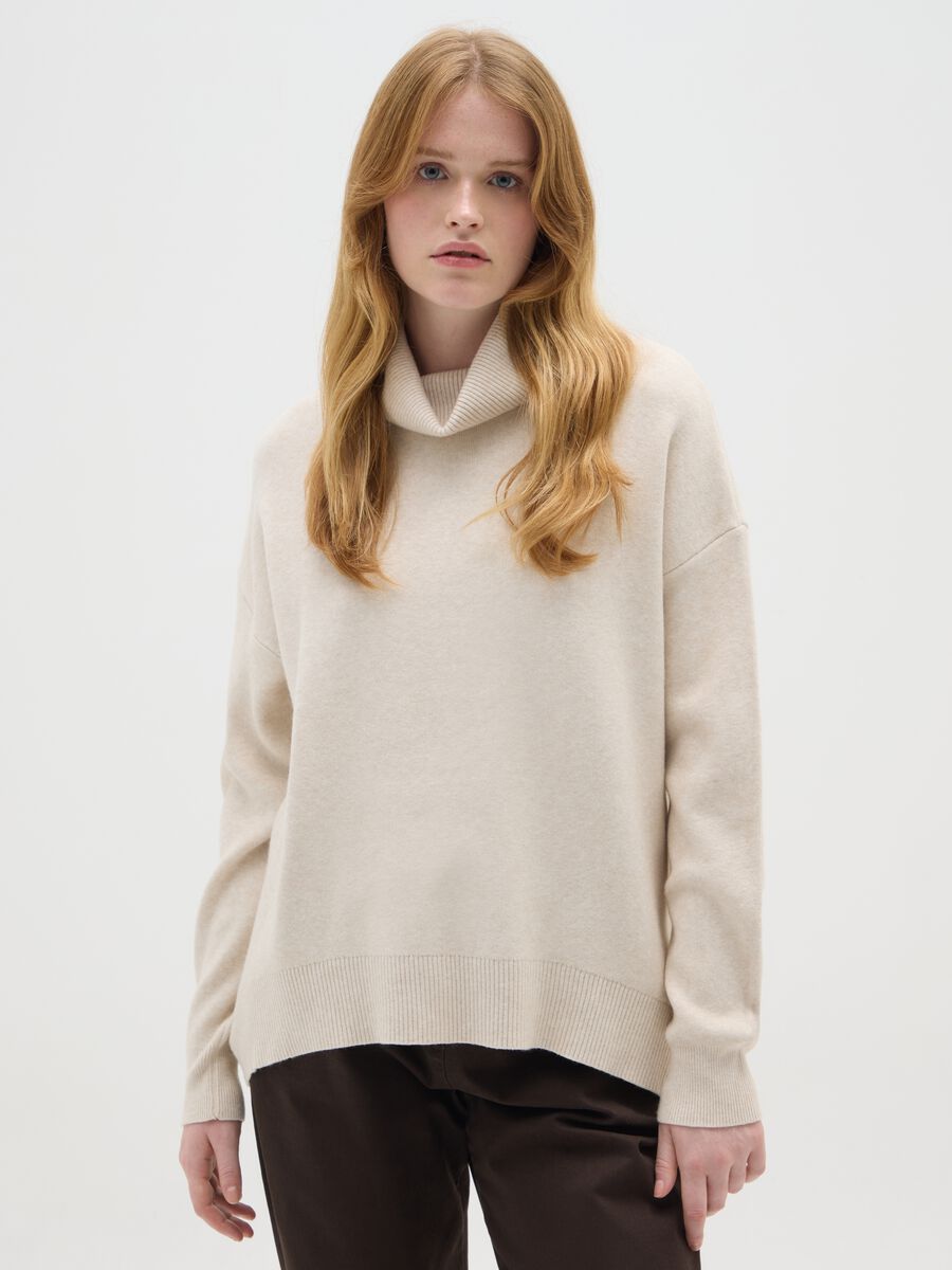 Beige regular fit jumper_0