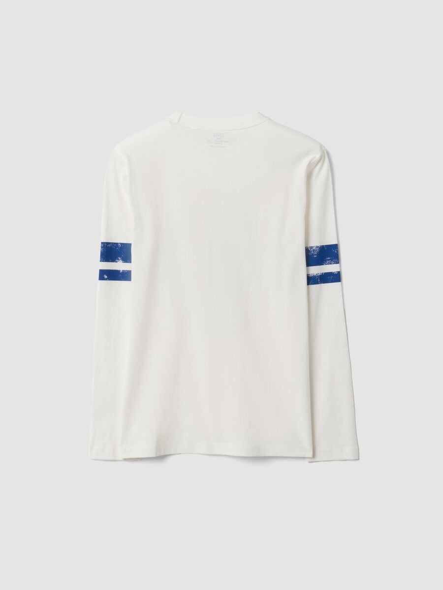 T-shirt bianca in puro cotone organico con stampa college per ragazzo_5