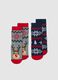 Two-pack children's grey non-slip Christmas socks in cotton blend_0