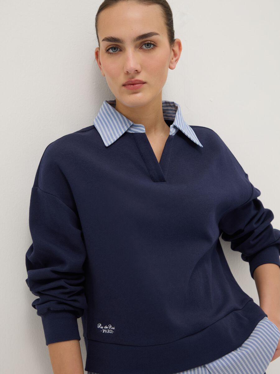 Blue cotton-blend regular fit jumper_3