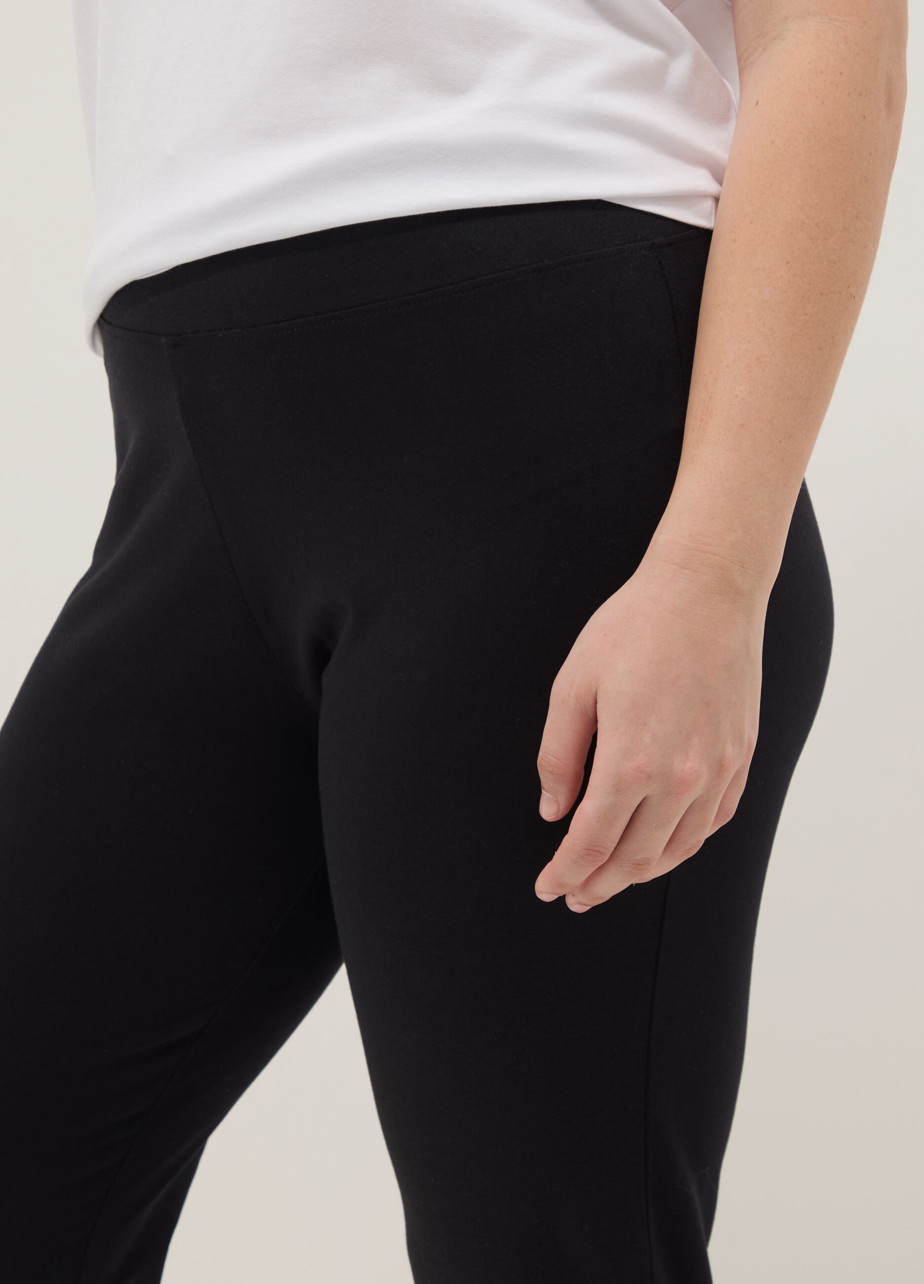 Black Stretch Cotton Slim Fit Leggings
