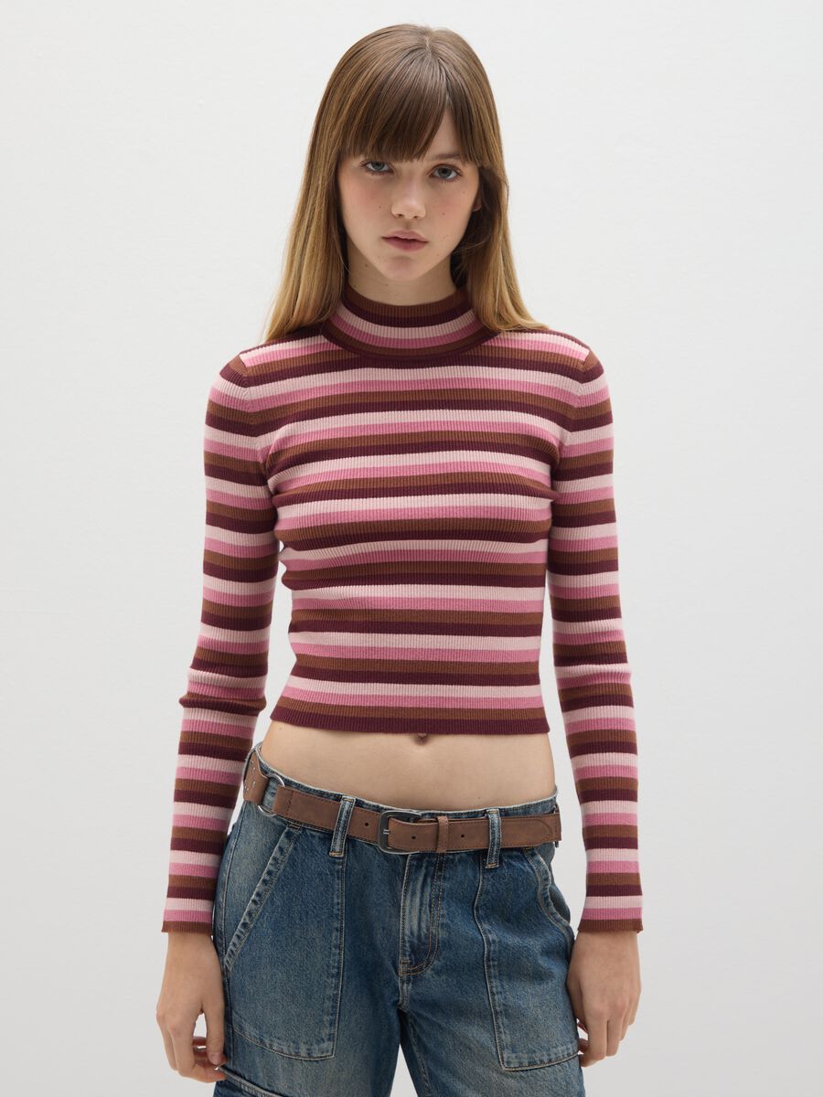 Multicolour striped fitted sweater_0