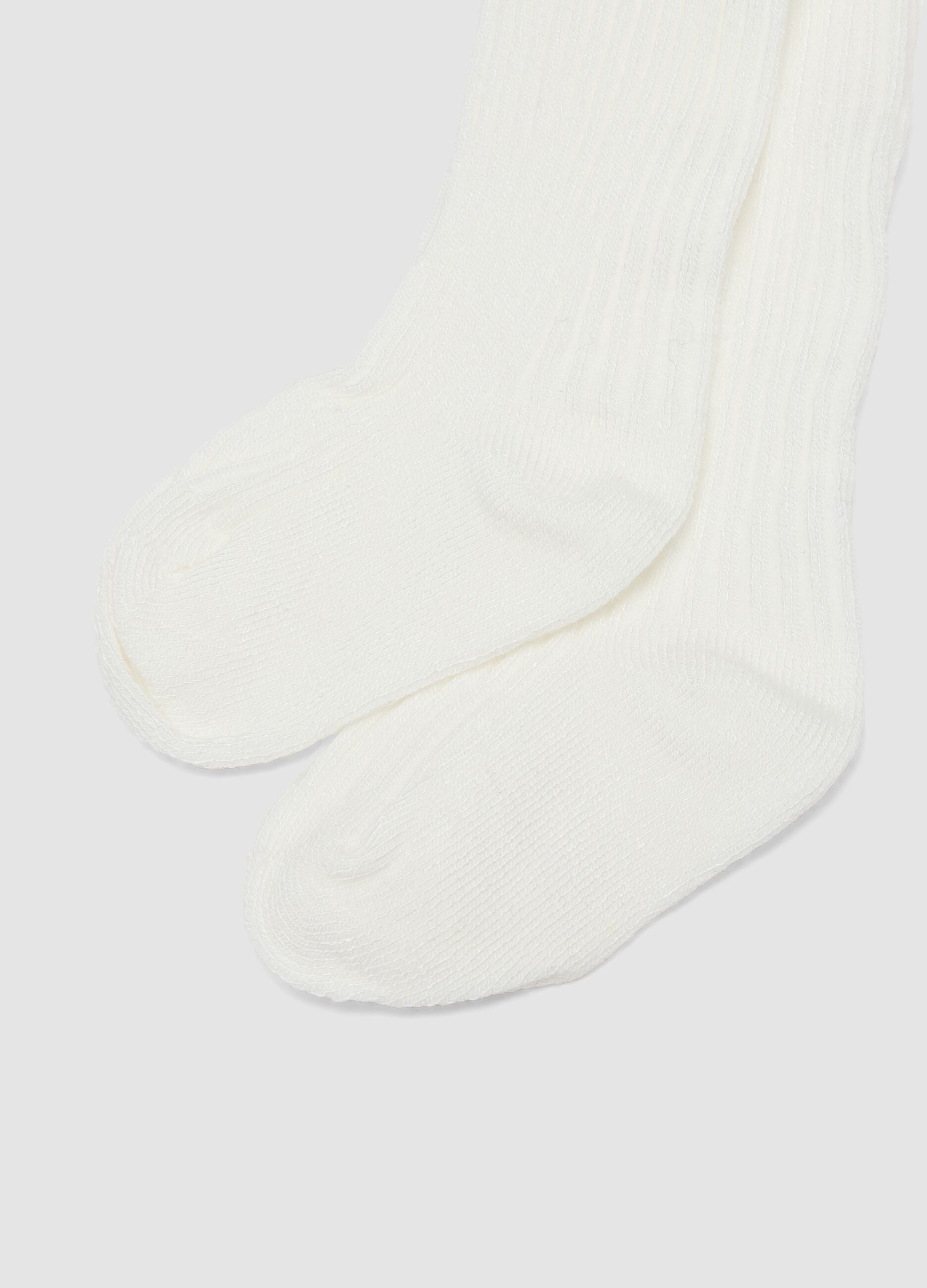 White ribbed stretch tights