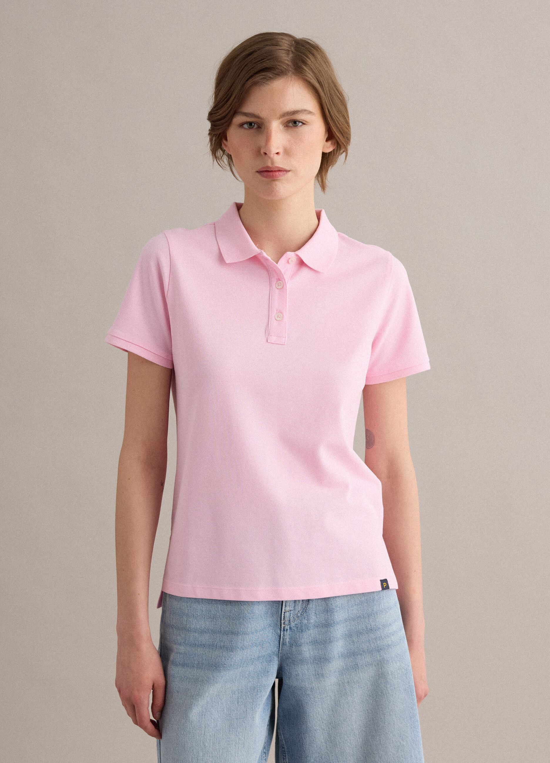 Polo in puro cotone biologico rosa regular fit