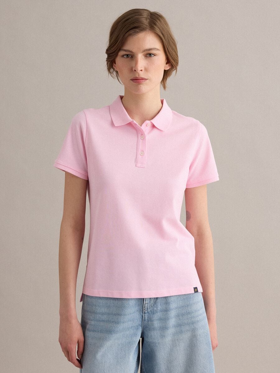 Polo in puro cotone biologico rosa regular fit_1