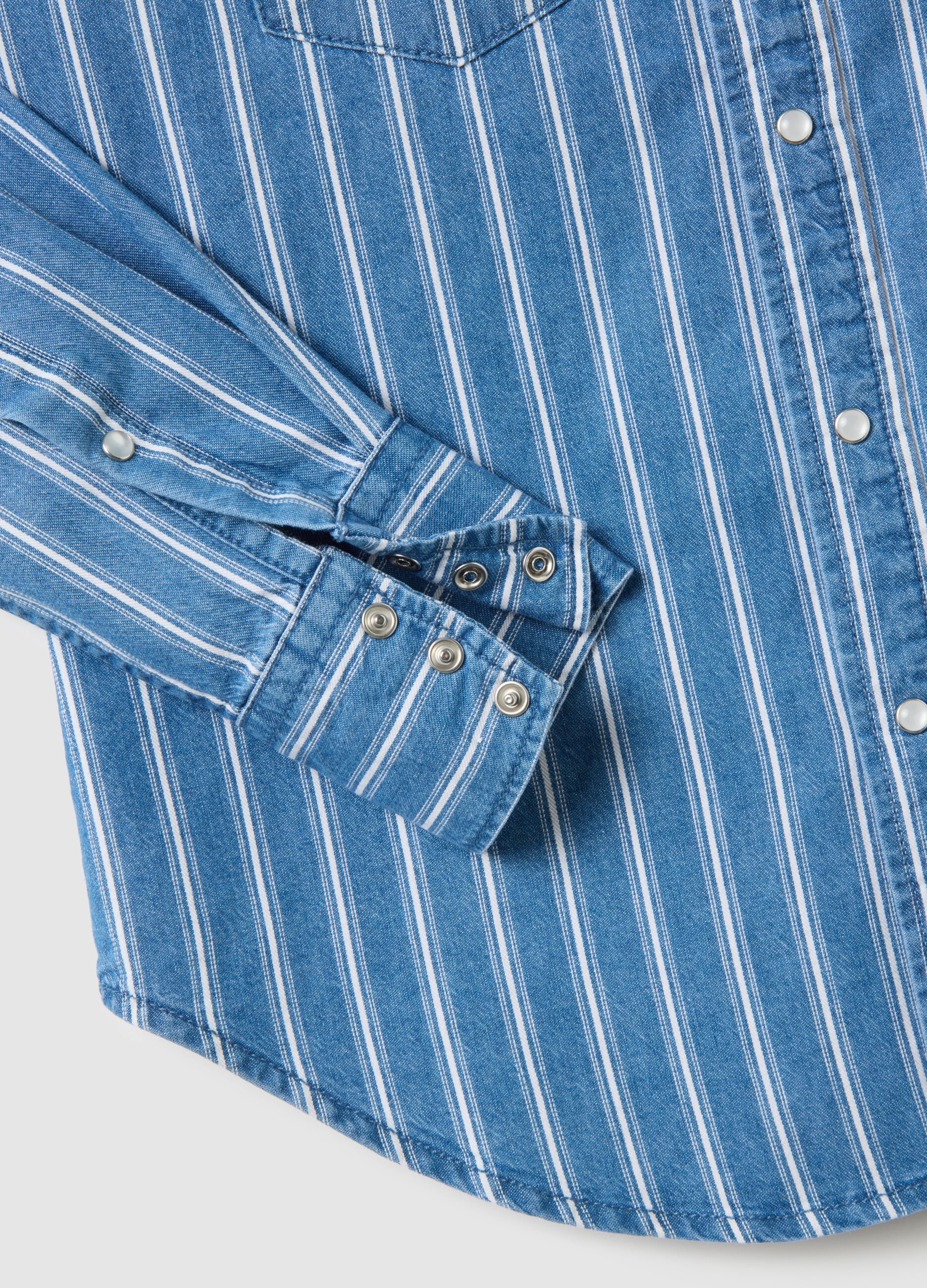 Striped Pure Cotton Denim Shirt