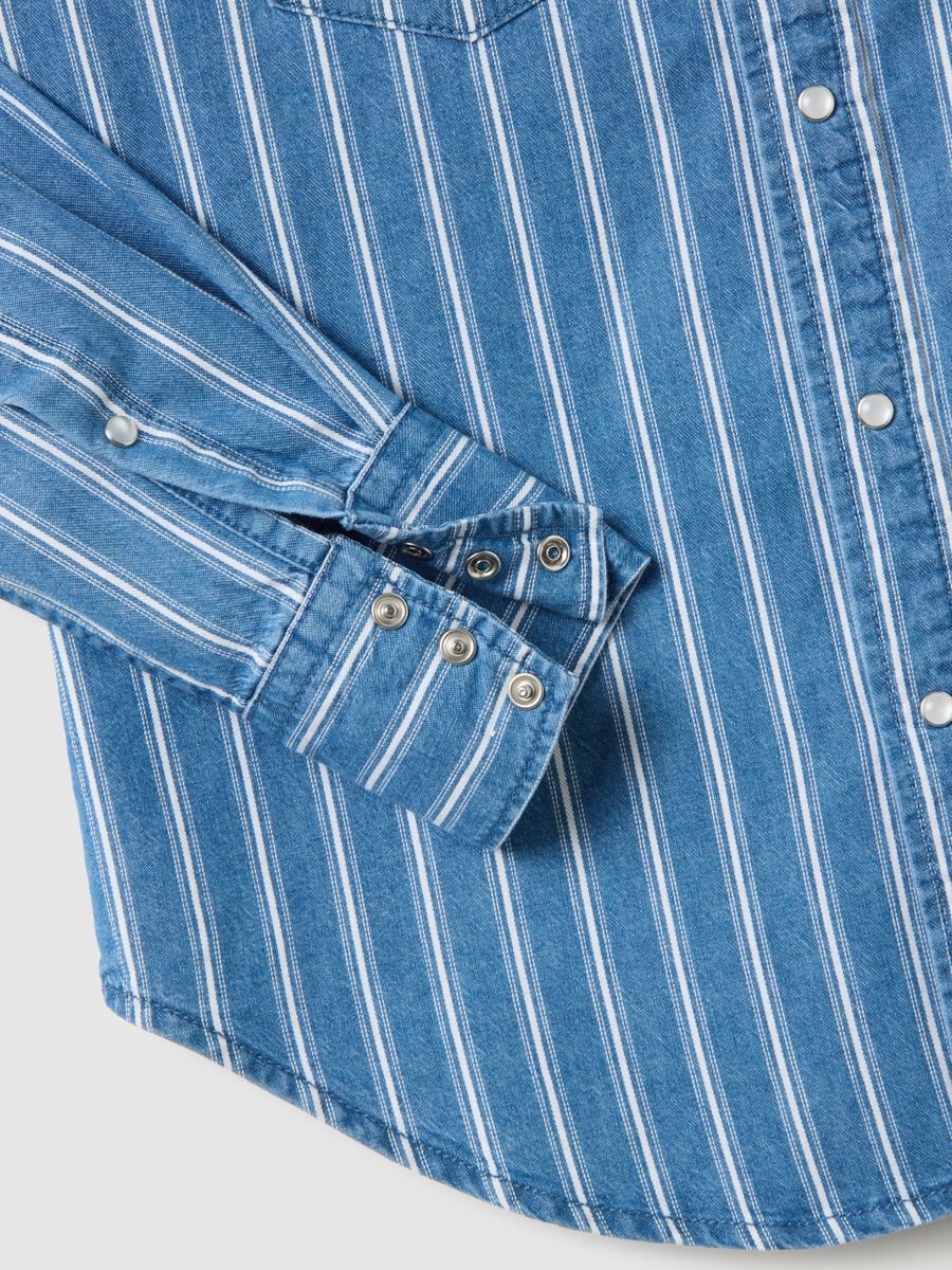 Striped Pure Cotton Denim Shirt_5