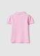 Polo in puro cotone rosa da bimba regular fit con maniche arricciate_1