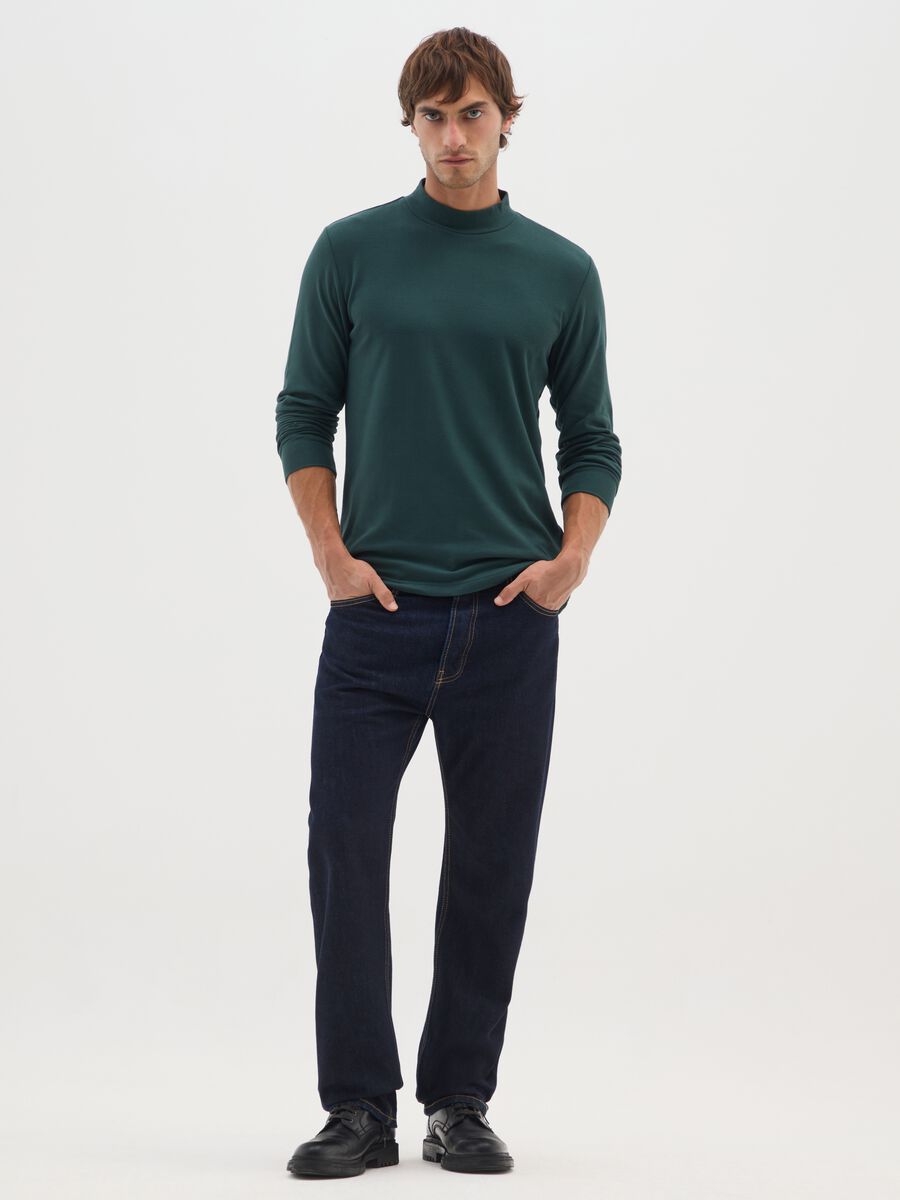 Regular fit green fleece sweatshirt_1