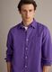 Purple pure linen shirt with button-down collar, regular fit_0