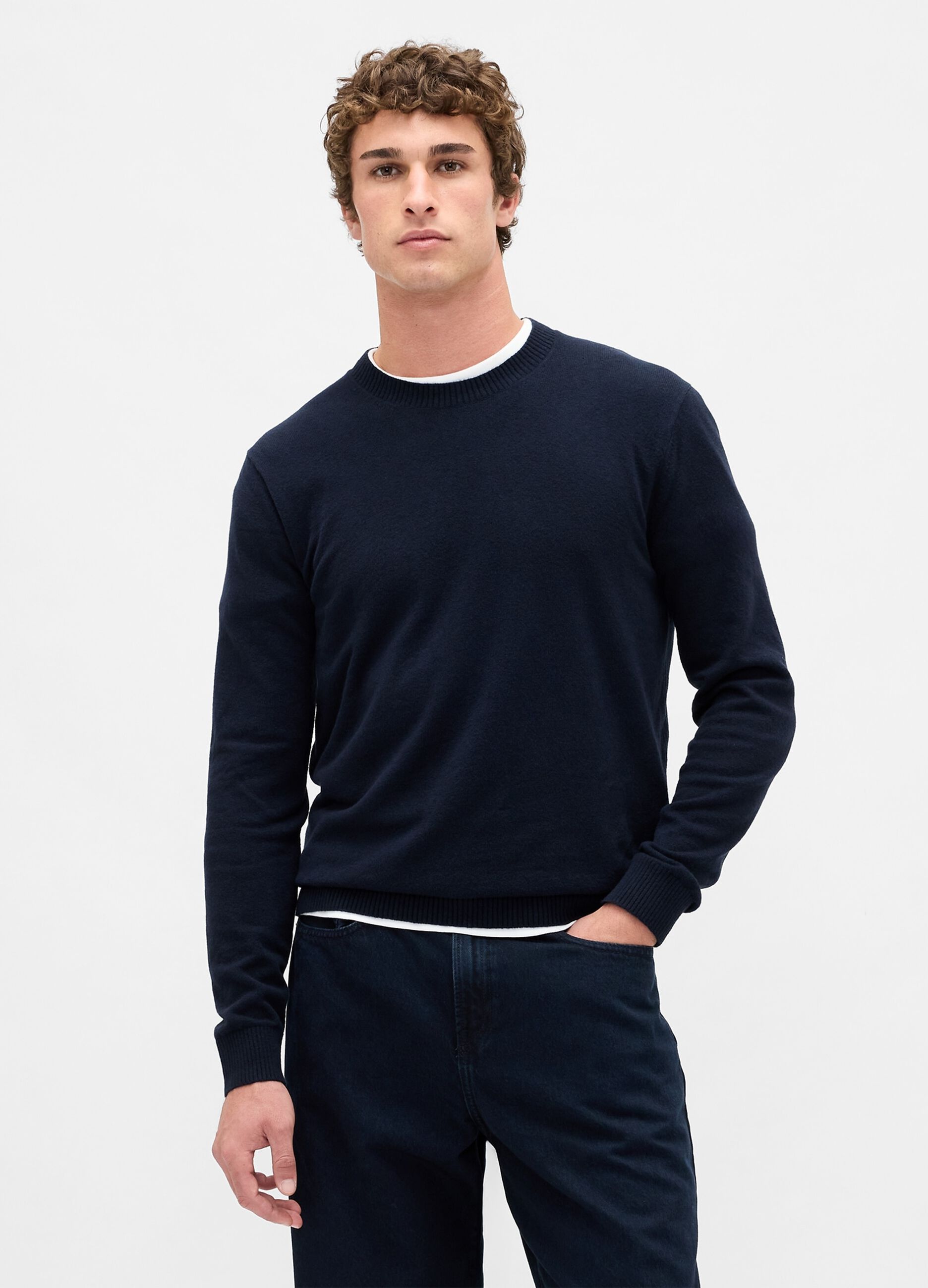 Blue Cotton Blend Jumper