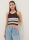 Multicolour striped pure cotton fitted knitted top_0