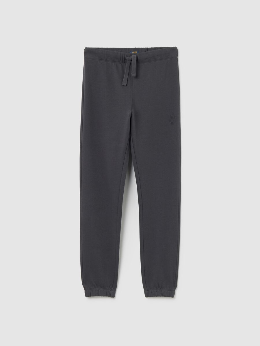 Boy's grey pure cotton jogger trousers, regular fit_0