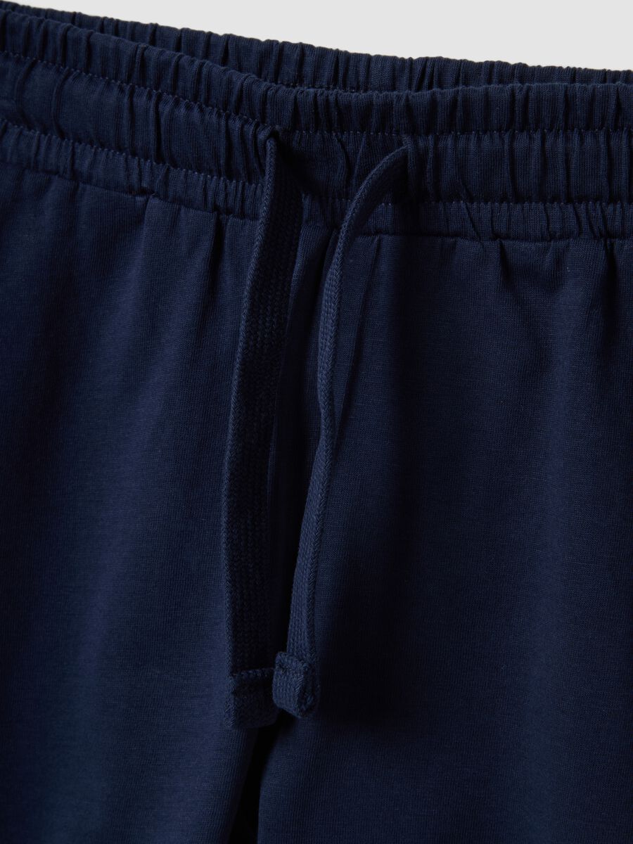 Pantaloncini in puro cotone blu da bambina regular fit_2