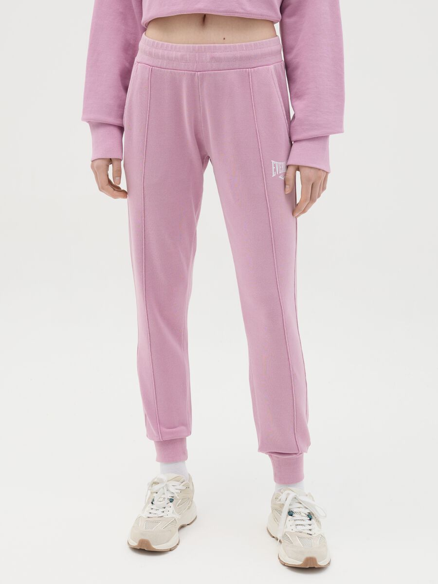 Pink joggers with elasticated edging and logo print_1