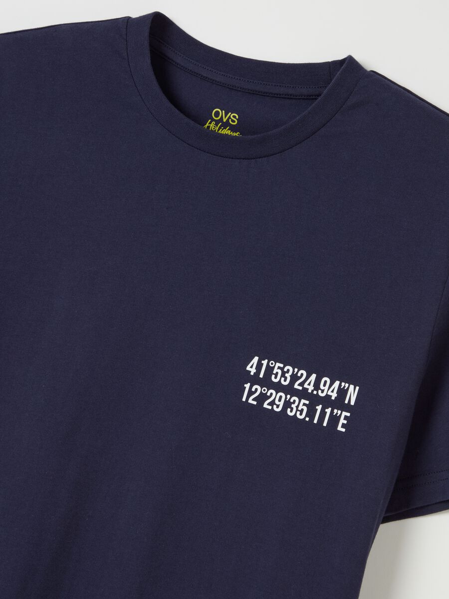 Cotton T-shirt with Colosseum coordinates print_5