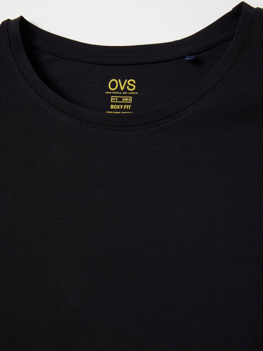 Black boxy-fit T-shirt in cotton_5