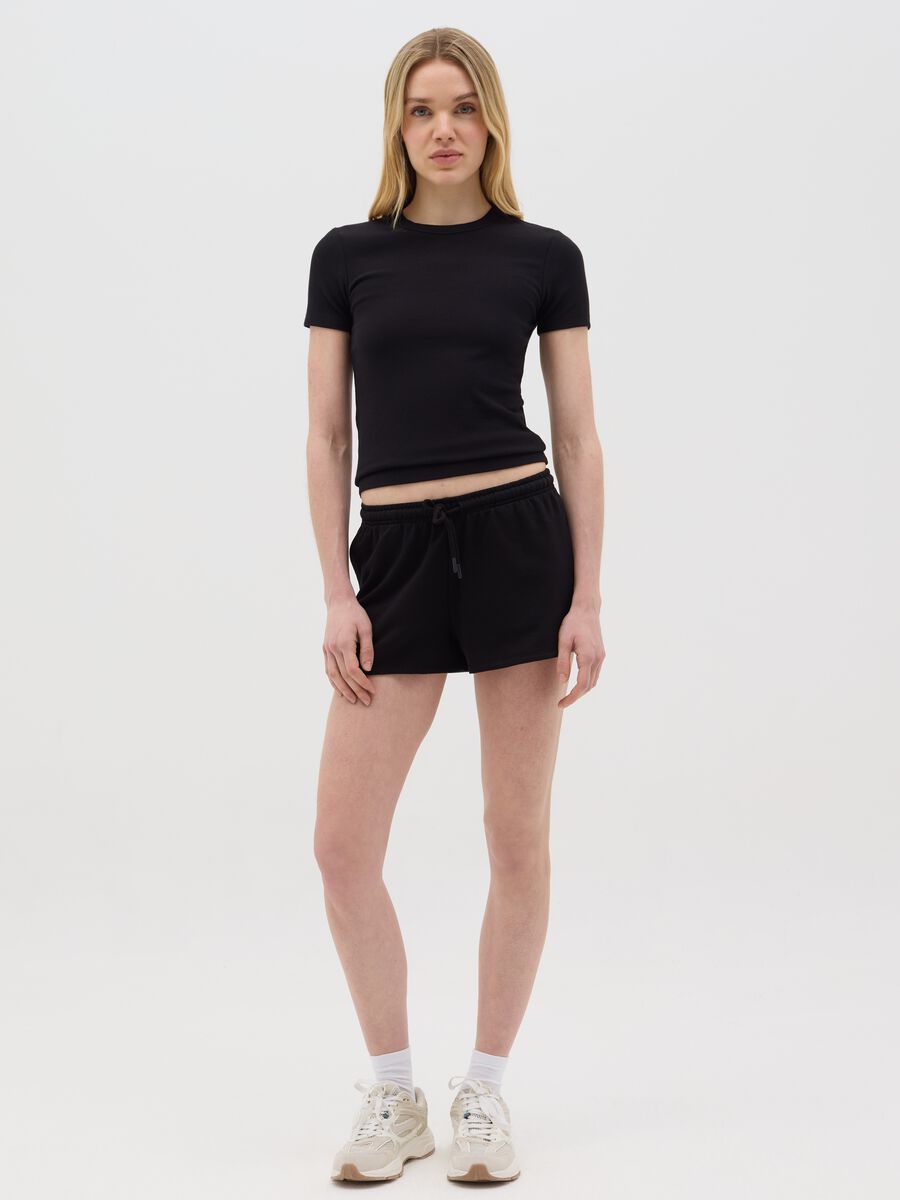Black Stretch Short Sleeve T-shirt Ovs_1