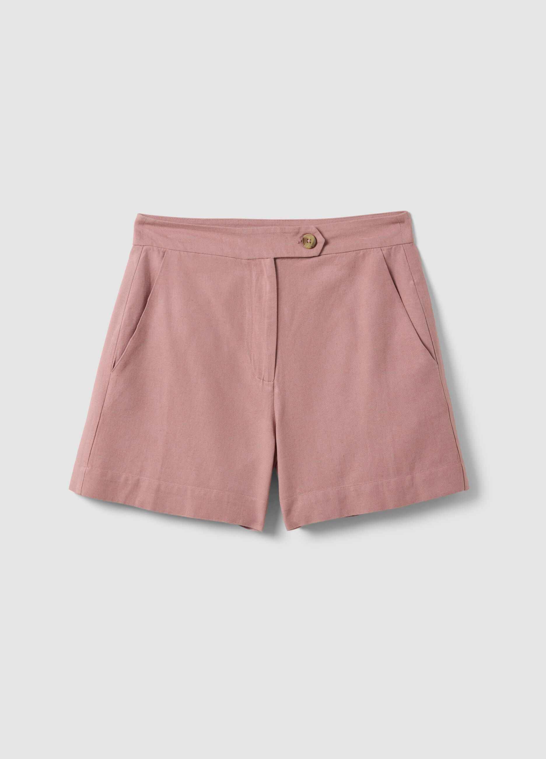 Pink shorts in a viscose, cotton and linen blend &ndash; regular fit