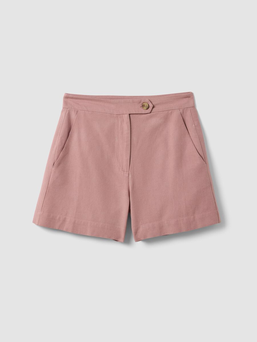 Pink shorts in a viscose, cotton and linen blend &ndash; regular fit_0