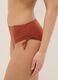 Slip da mare elasticizzato arancioni con dettagli arricciati_3