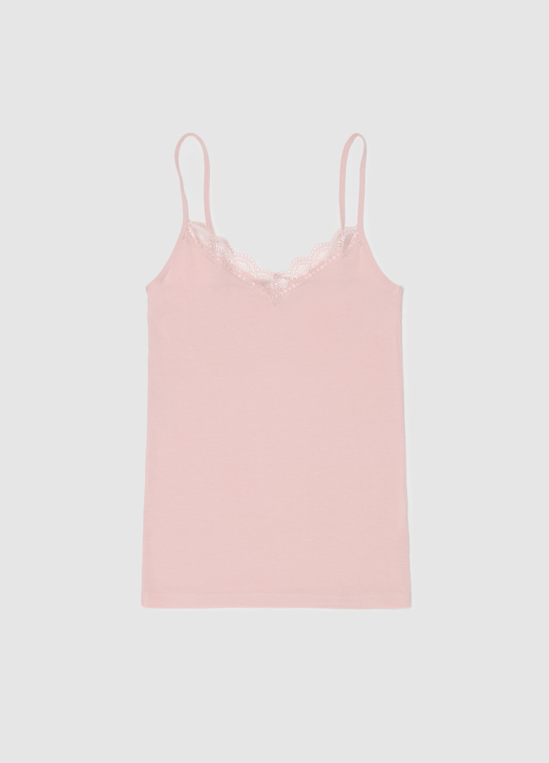 Canotta intima scollo a V con pizzo