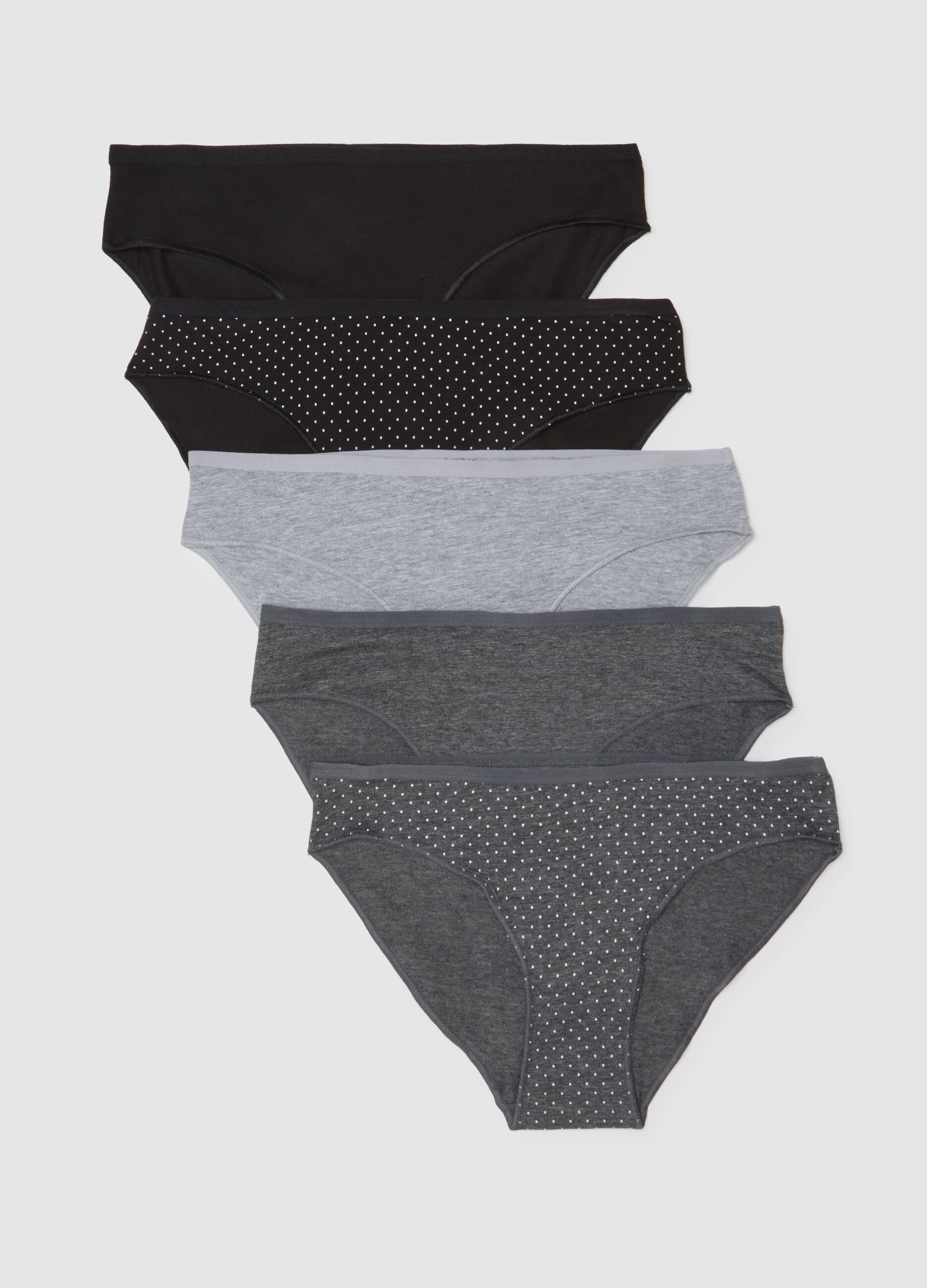 Multipack of five multicolour briefs in stretch fabric
