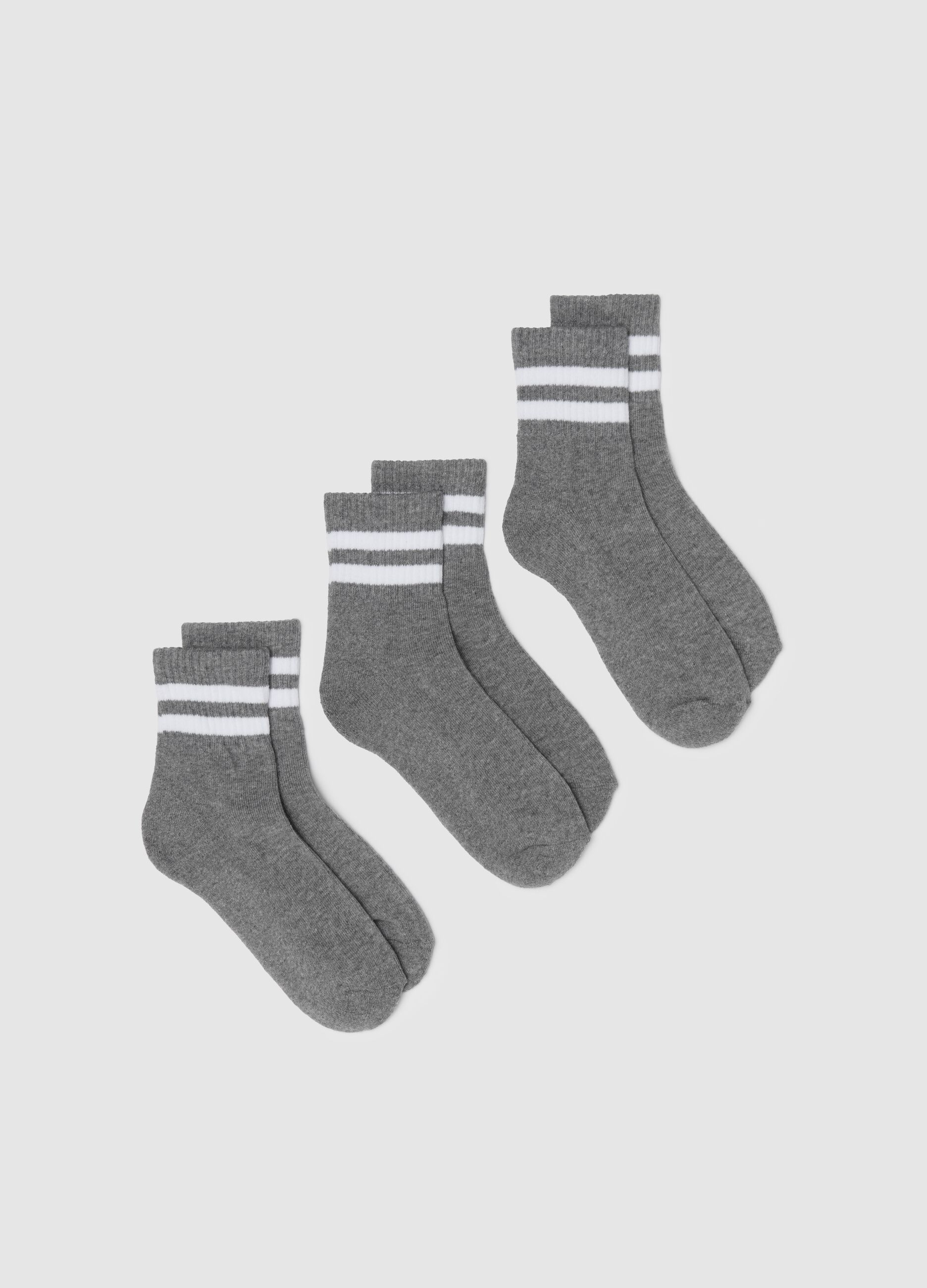 Three-pair pack tennis socks with striped bands
